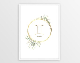 Gemini Zodiac Sign Digital Print - Instant Download
