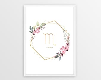 Scorpio Zodiac Sign Digital Print - Instant Download