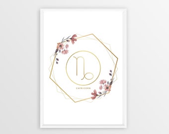 Capricorn Zodiac Sign Digital Print - Instant Download