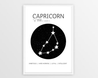 Capricorn Zodiac Sign Digital Print - Instant Download