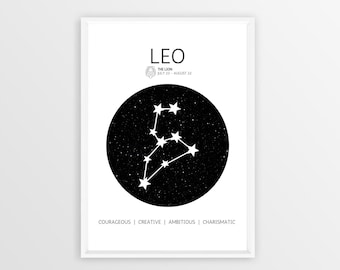 Leo Zodiac Sign Digital Print - Instant Download