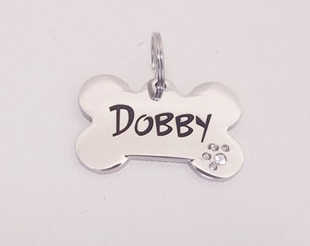 Personalized Dog Tag ~ Dog ID Tag ~ Stainless Steel Dog Tag ~ Fancy Dog Tag ~ Pet Tag ~ Bone ID Tag