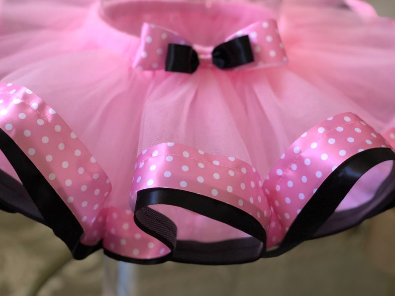 Minnie Mouse themed Layered Ribbon Trimmed Tutu /& Headband