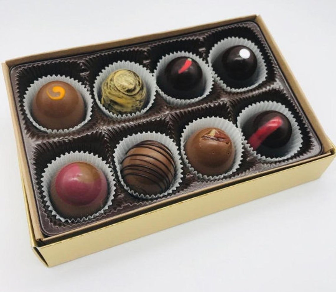 A Box of Handmade Chocolate Truffles Chocolate Gift Box Etsy
