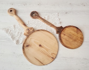 Paleta de pizza rústica Pala de pizza de madera vieja Mango largo Pala de pan Pala de horno de madera Cocina de granja Decoración de pared de campo Tallada a mano
