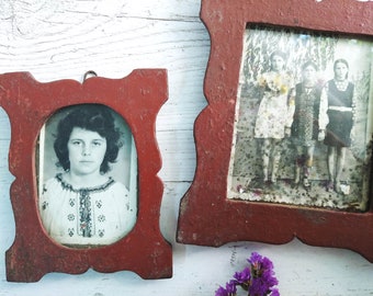 Vintage wood frame Set of two  Retro photo with frames Rustic home decor Antique picture frames Wall mounted photo frame
