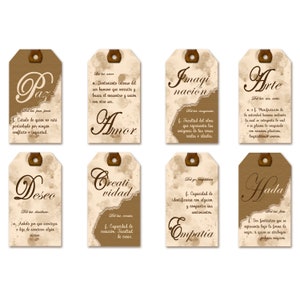 Imprimible Tags Palabras y Definiciones en Español. Ephmera Vintage, Descarga Digital Ephemera Junk Journals y Scrapbooking, Tags 1 imagen 2