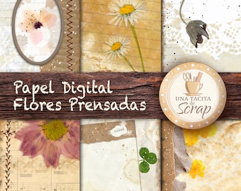 Imprimible Papel Digital Flores Prensadas