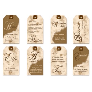 Imprimible Tags Palabras y Definiciones en Español. Ephmera Vintage, Descarga Digital Ephemera Junk Journals y Scrapbooking, Tags 1 imagen 3