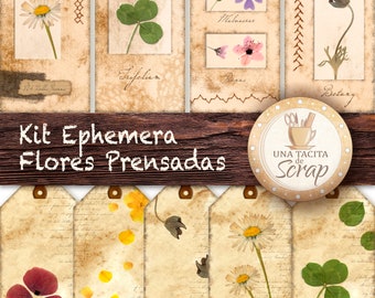Kit digital Ephemera Flores Prensadas y Papel Teñido