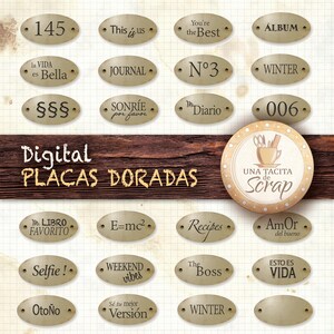 Imprimible Placas Doradas. Adornos para Journals y Álbumes.