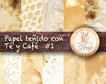 Imprimible Papel teñido con té y café