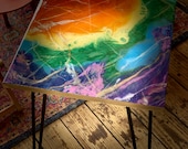 Rainbow resin side table end table hairpin legs