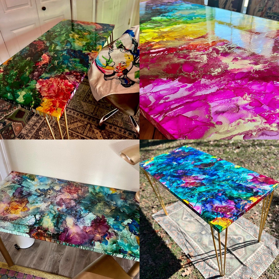 Made to Order Custom Desk Alcohol Ink Art - Etsy