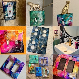 Custom made to order alcohol ink light switch plates switchplates outlet covers