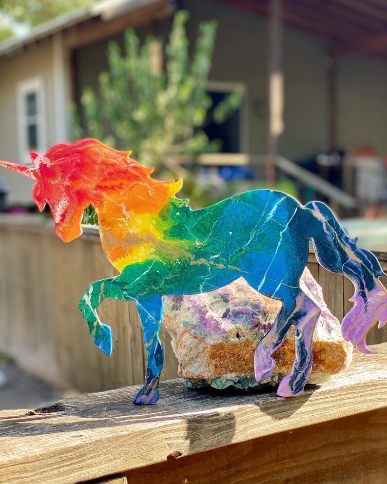 Custom epoxy resin unicorn in rainbow or colors of your choice Etsy