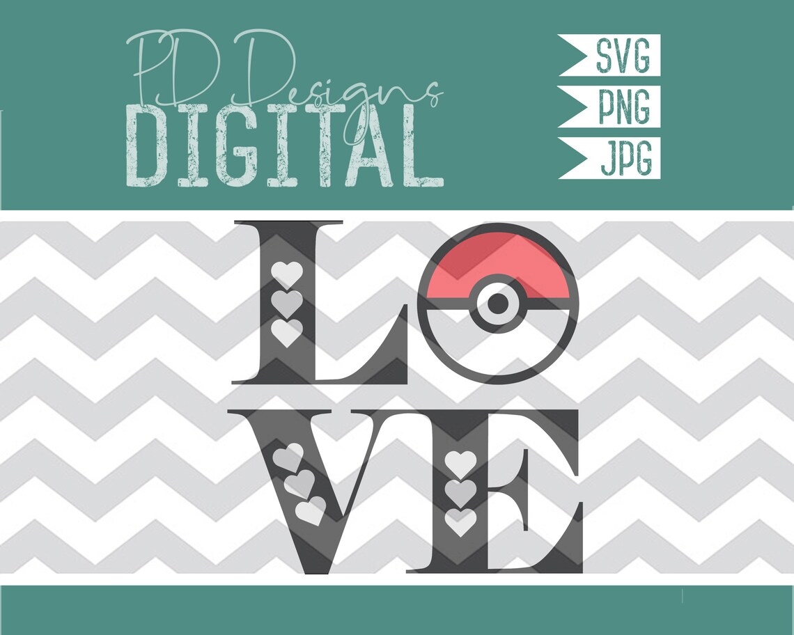 SVG LOVE Pokeball Pokemon Valentine Valentine's Day | Etsy