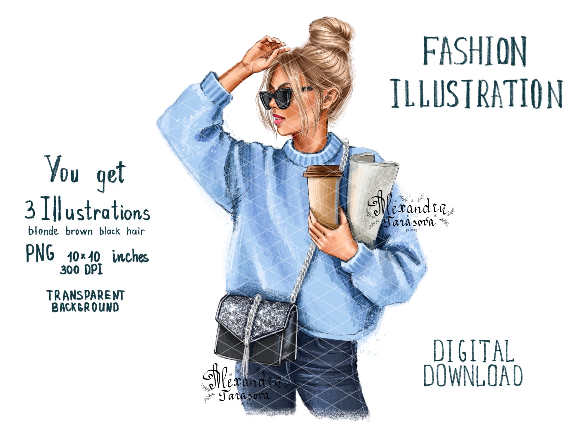Watercolor glasses clip art - Fashion clipart - Watercolor accessories  illustration
