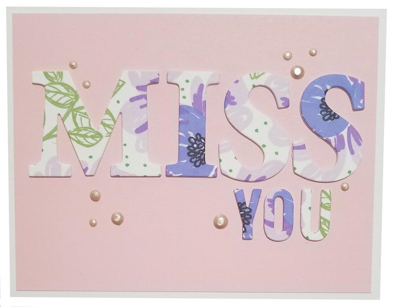 Floral and Pearl Miss You Card