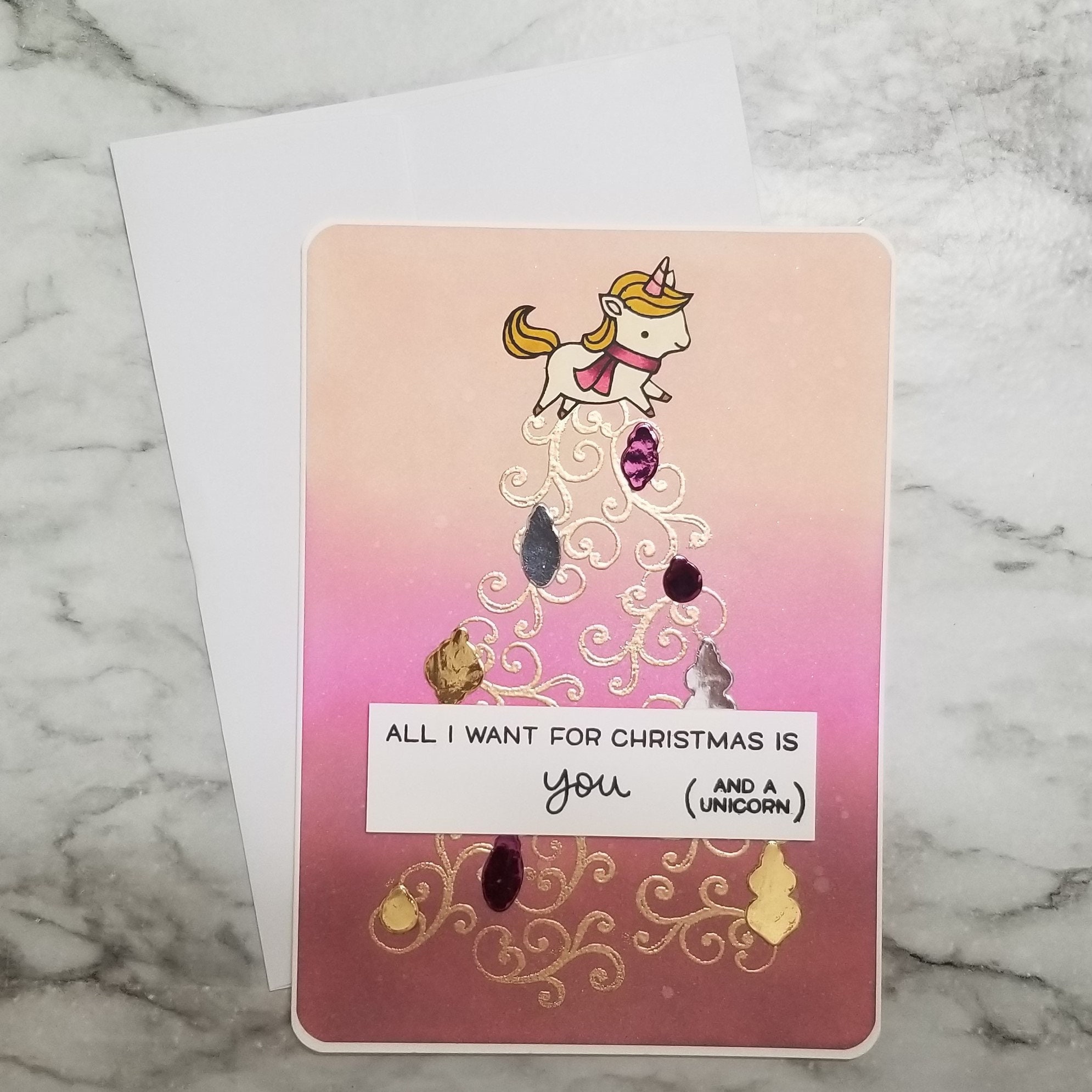 5x7 unicorn christmas card