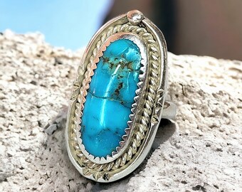 Vintage Navajo Sterling Silber Türkis Ring