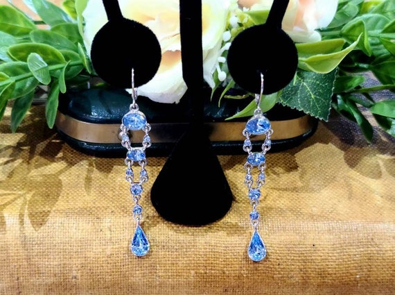 1990's Givenchy Silver & Blue Drop Earrings