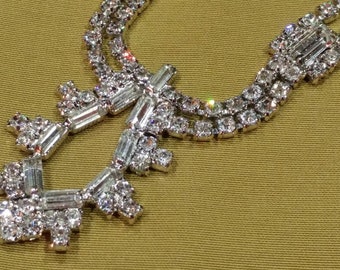 Signed Continental Art Deco Style Rhinestone Necklace