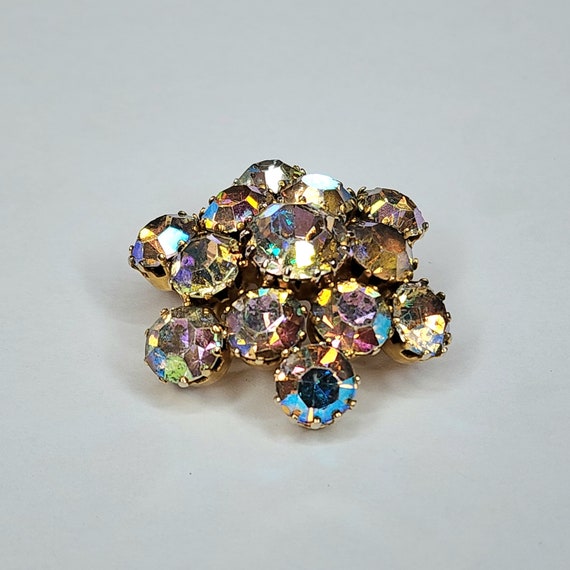 1960s Austrian Crystal Aurora Borealis Brooch - image 3