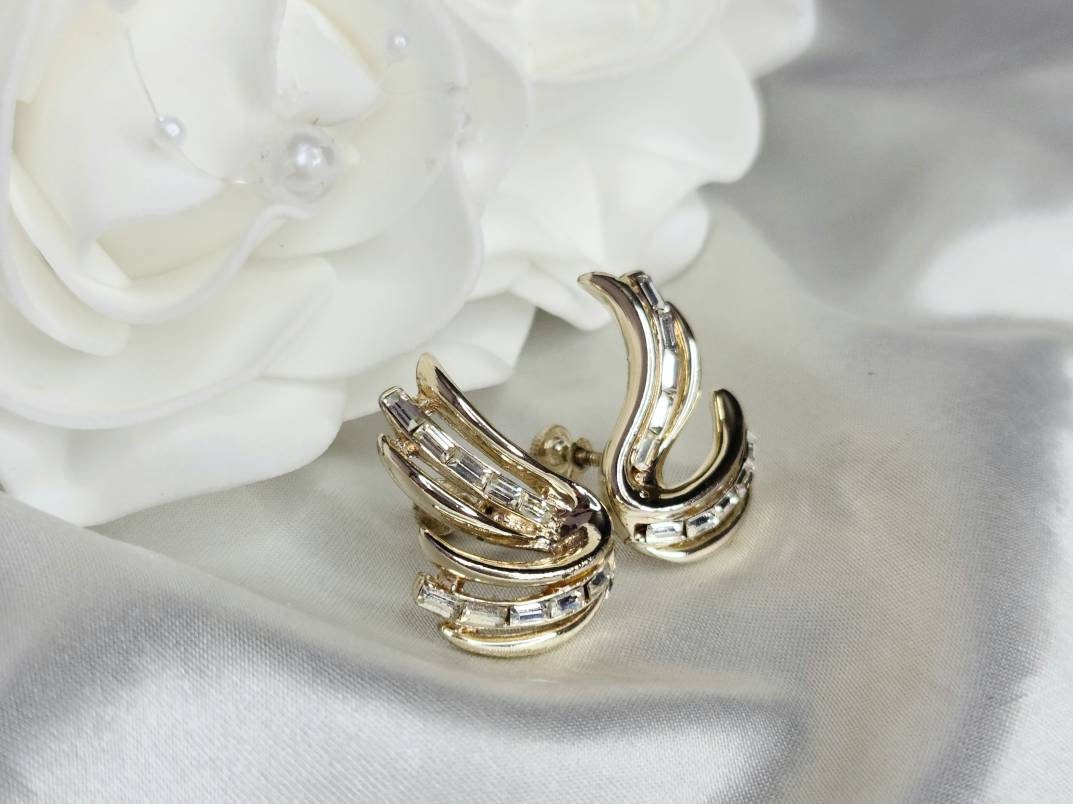 Boucles D'oreilles Vintage Strass STUDIO BIJOUX - Doré, Occasion