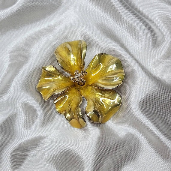 Vintage Signed AK Anne Kline Orchid Brooch - image 4