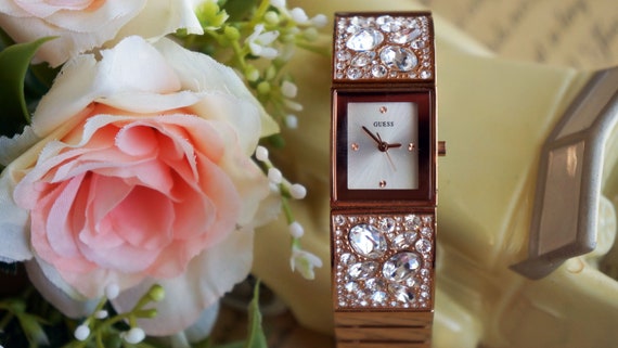 Guess Women's Queen Multifunction Gold Tone Glitz Stainless Steel Bracelet  Watch | Dillard's
