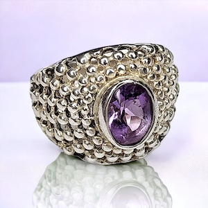 Vintage Hallmarked Sterling Silver Purple Gemstone Ring