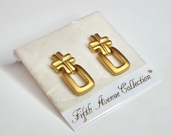 Vintage Fifth Avenue Collection Satin Gold Tone Earrings