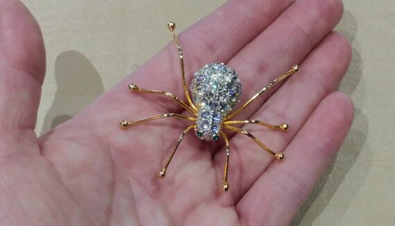 Vintage Rhinestone Spider Brooch