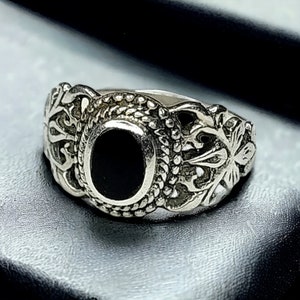 オニキス vintage silver ring Vintage Sterling Silver and Black Onyx Ring Size 8 3/4 - Etsy