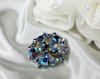 1960&#39;s Aurora Borealis Rhinestone Brooch