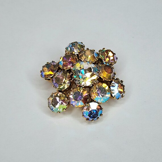 1960s Austrian Crystal Aurora Borealis Brooch - image 2