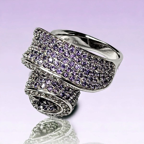 Gorgeous David Sigal Sterling Silver & Lavender Stone Statement Ring