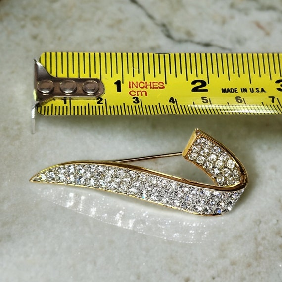 Broche Vintage élégante Ruban Noir Avec Strass Doré - 5,6 Cm - France