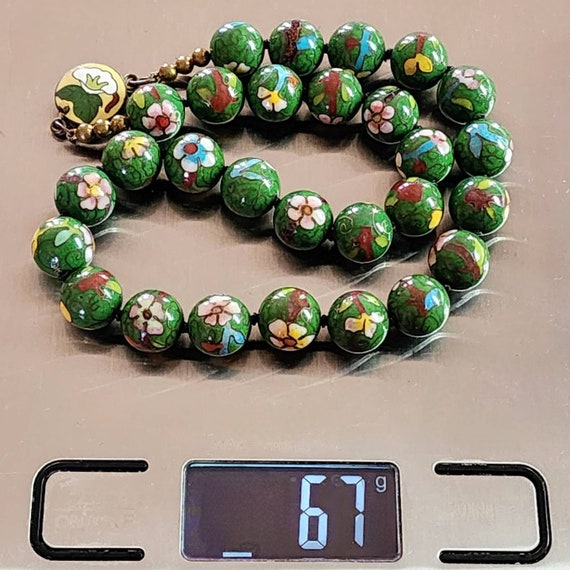 Mid-Century Chinese Export Green Cloisonne Beaded… - image 10