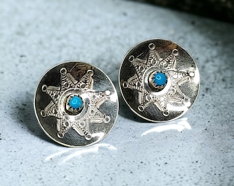 Vintage Navajo Sterling Silver & Turquoise Earrings