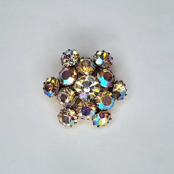 1960s Austrian Crystal Aurora Borealis Brooch - image 6