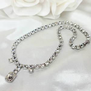 1950&#39;s Coro Silver Tone Rhinestone Necklace
