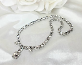 1950&#39;s Coro Silver Tone Rhinestone Necklace