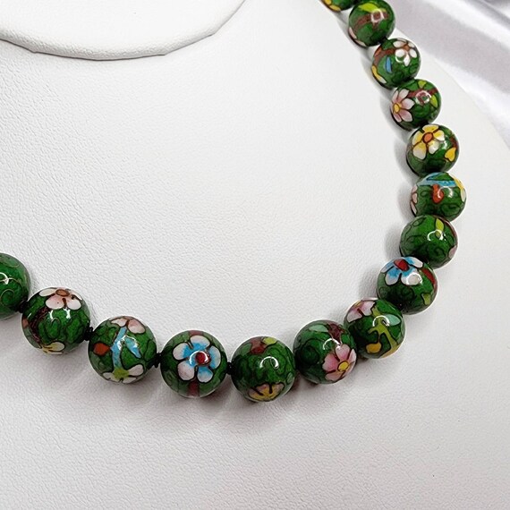 Mid-Century Chinese Export Green Cloisonne Beaded… - image 7