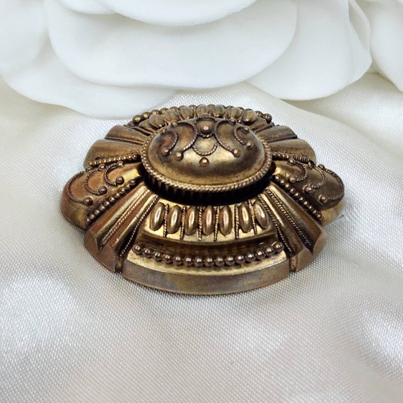 Broche Victorienne De Deuil En Or Jaune 10k - Époque 1837-1901 - Avec Cheveux - Occasion