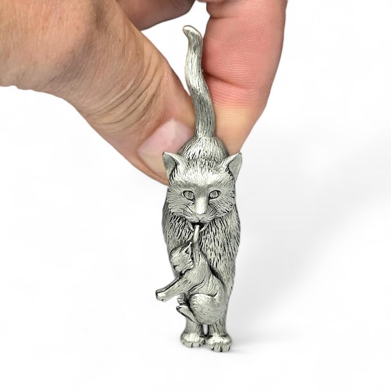 Spilla A Forma Di Gatto E Uccello In Peltro JJ Jonette - Gioielli - Foto 12
