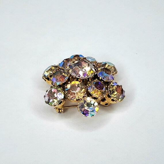 1960s Austrian Crystal Aurora Borealis Brooch - image 4