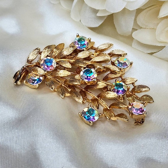 1960's Prestige By Coro Gold Tone Aurora Borealis… - image 2