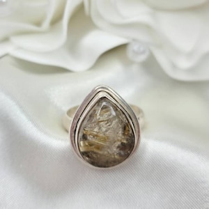 Vintage 925 Silver Rutilated Quartz Ring